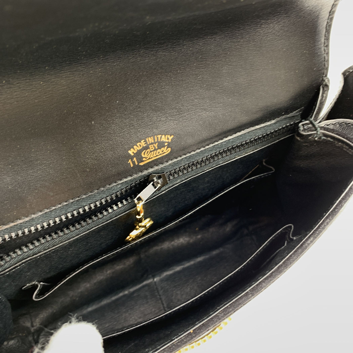 Gucci Vintage Black Suede and Leather Flap Shoulder Bag