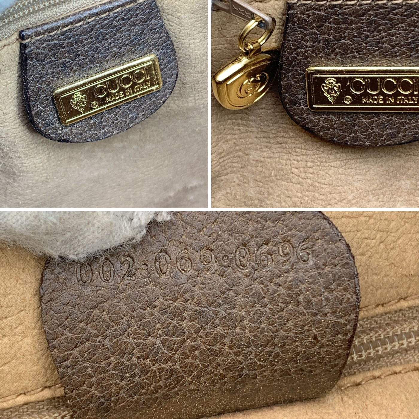 Gucci Vintage Beige Monogram Canvas Leather GG Logo Boston Bag