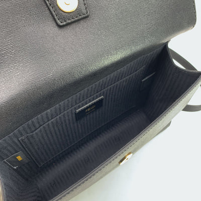 Fendi Black Leather Demi Jour Bag Tote Handbag with Shoulder Strap