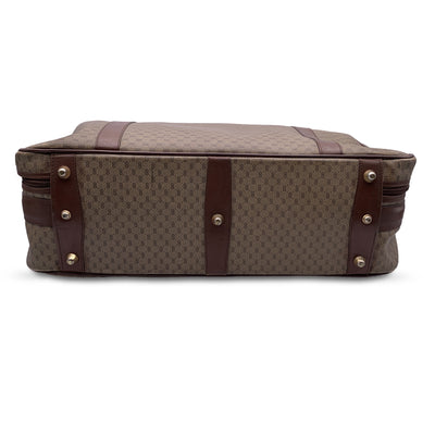 Gucci Vintage Beige Monogram Canvas Travel Bag Suitcase