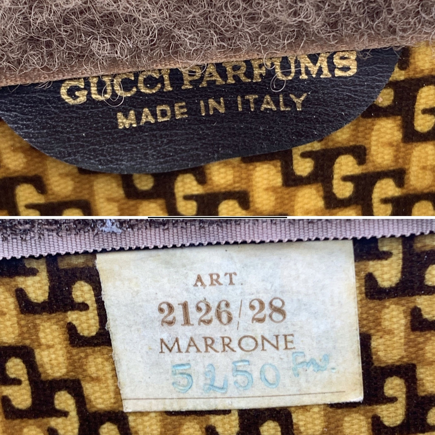 Gucci Vintage Brown Suede Cosmetic Bag Clutch Web with Stripes