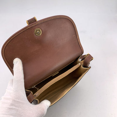 Gucci Vintage Brown Monogram Canvas and Leather Spur Shoulder Bag