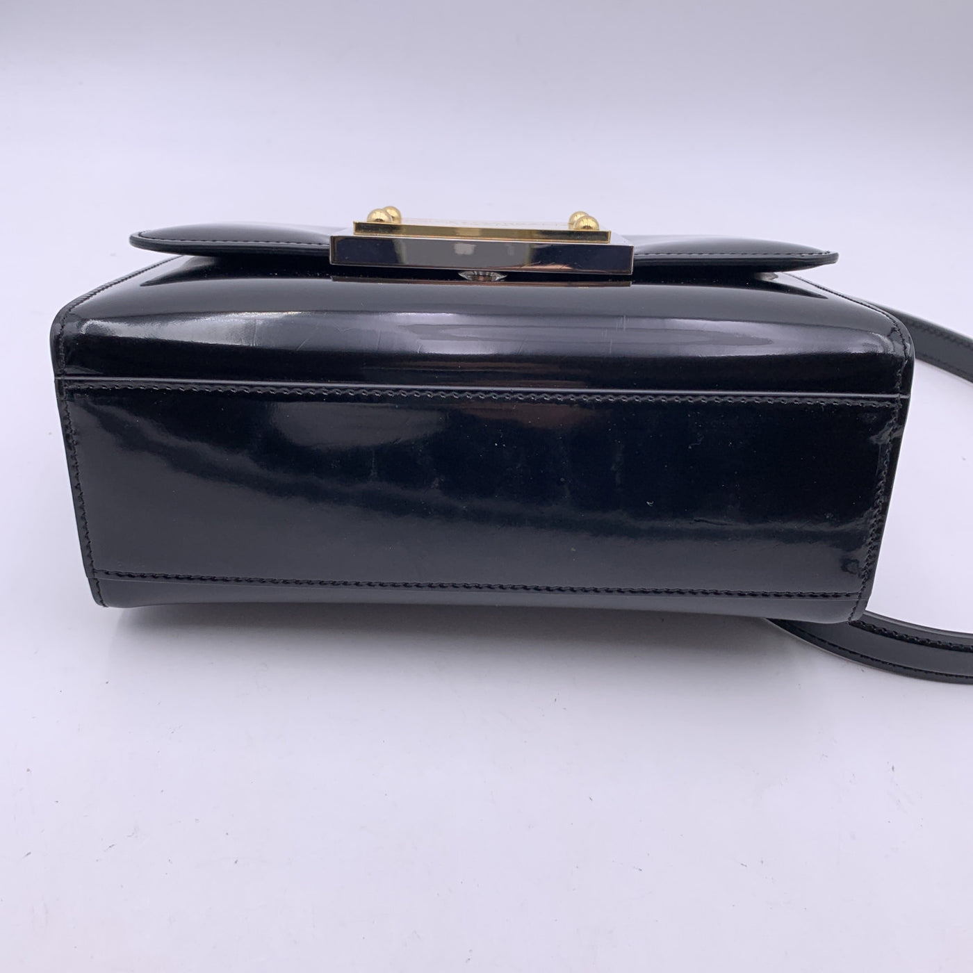 Dolce & Gabbana Black Patent Leather 90s Sicily Shoulder Bag