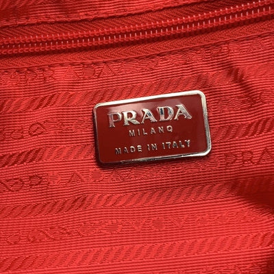 Prada Red Tessuto Nylon Hobo Bag with Leather Strap