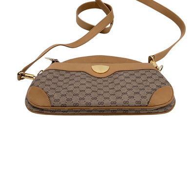 Gucci Vintage Beige Monogram Canvas Semi Round Crossbody Bag