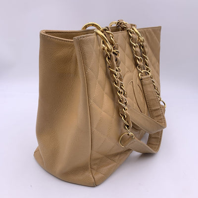 Chanel Beige Quilted Leather GST Grand Shopping Tote Bag