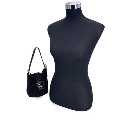 Fendi Black Fabric Mini Baguette Shoulder Bag Handbag