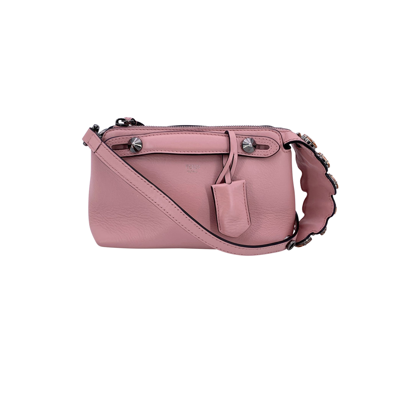 Fendi Pink Leather 2 Way Mini Crystal Tail By The Way Bag Handbag