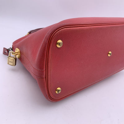 Hermes Vintage 1992 Red Leather Bolide 35 Satchel Bag with Strap