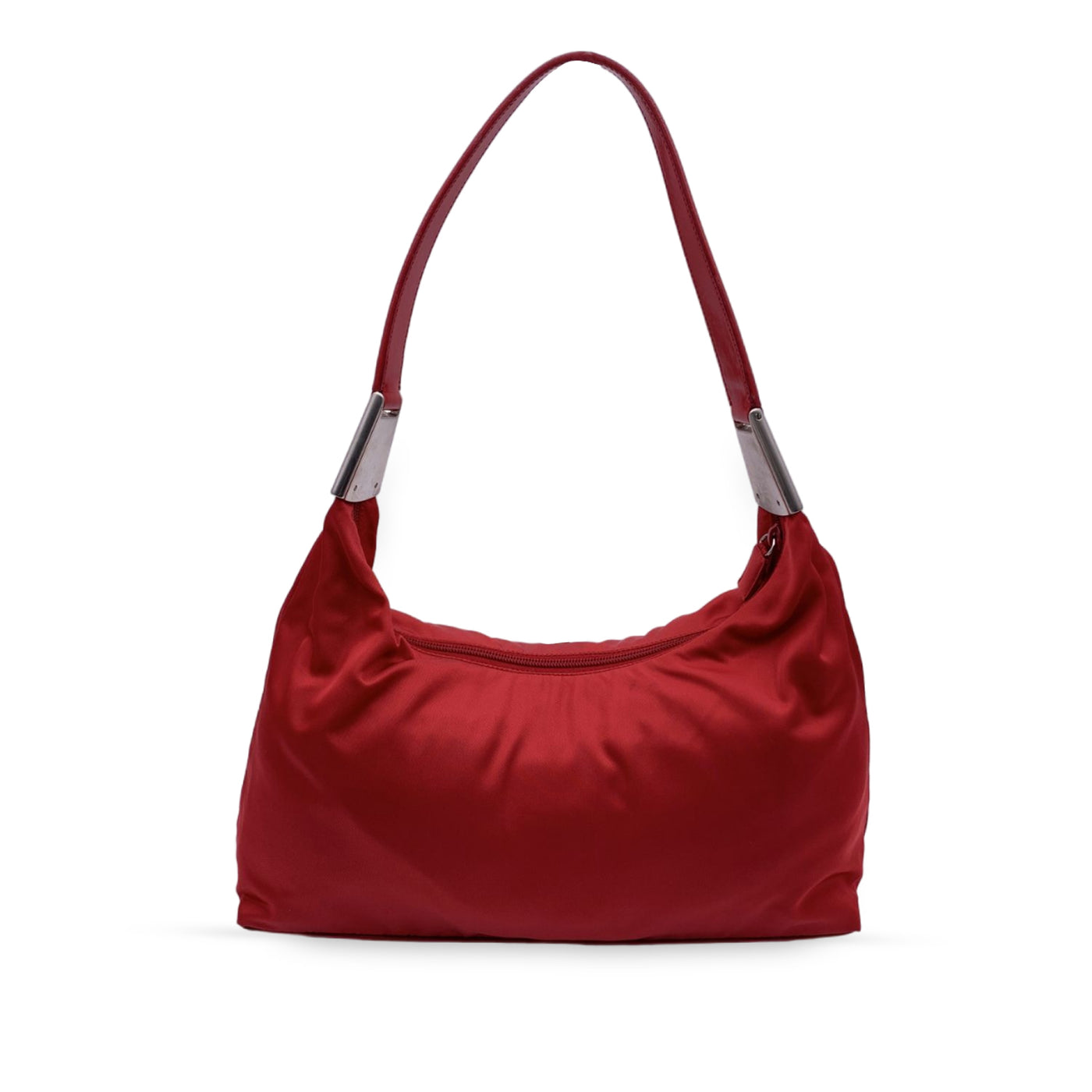 Prada Red Tessuto Nylon Hobo Bag with Leather Strap