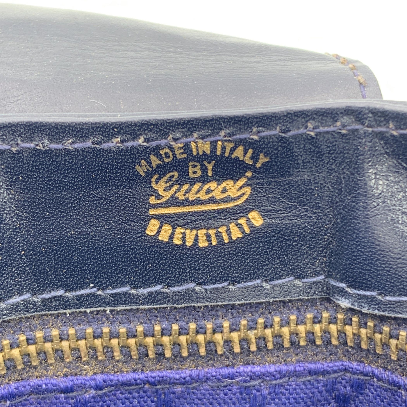 Gucci Vintage Navy Blue Monogram Canvas Logo Shoulder Bag Tote