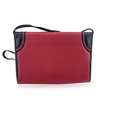 Yves Saint Laurent Vintage Red Black Leather Convertible Crossbody Bag