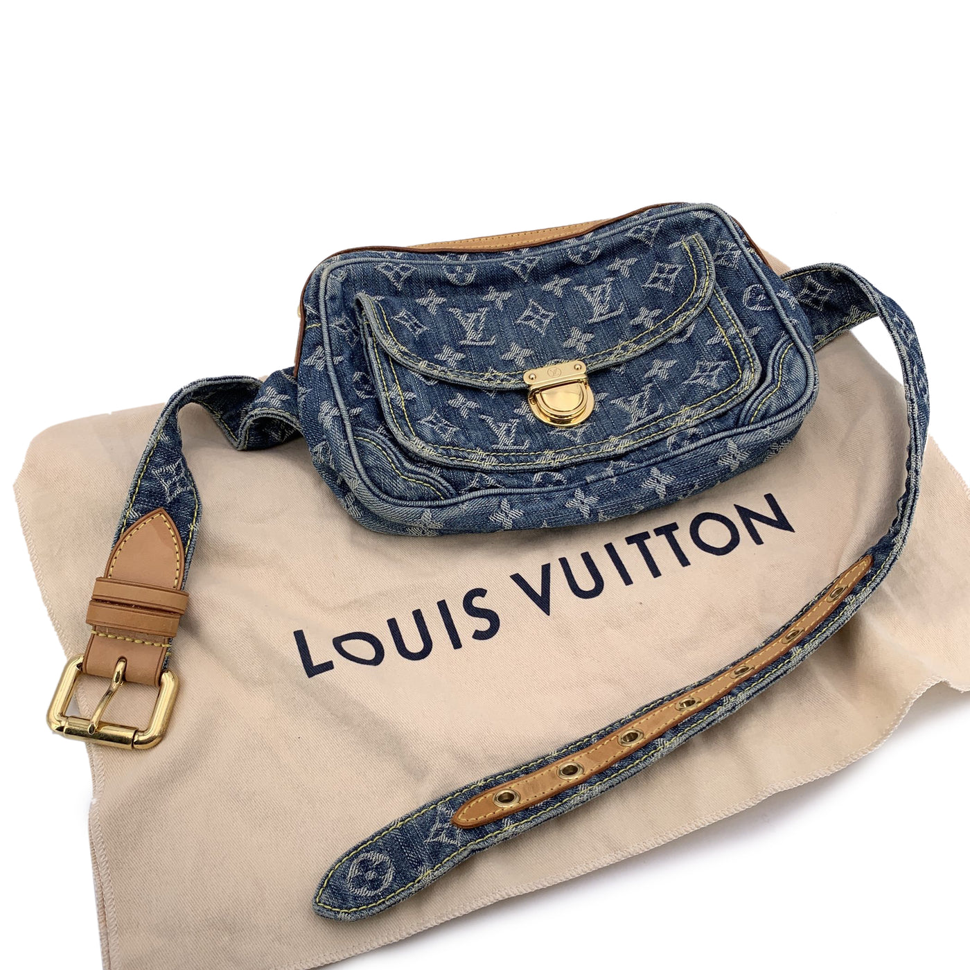 Louis Vuitton Light Blue Denim Monogram Waist Bum Belt Bag
