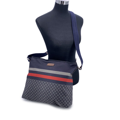 Gucci Blue Diamond Nylon Canvas Crossbody Messenger Bag