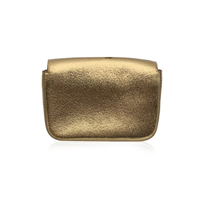 Prada Metallic Gold Leather Mini Box Clutch Bag Pochette