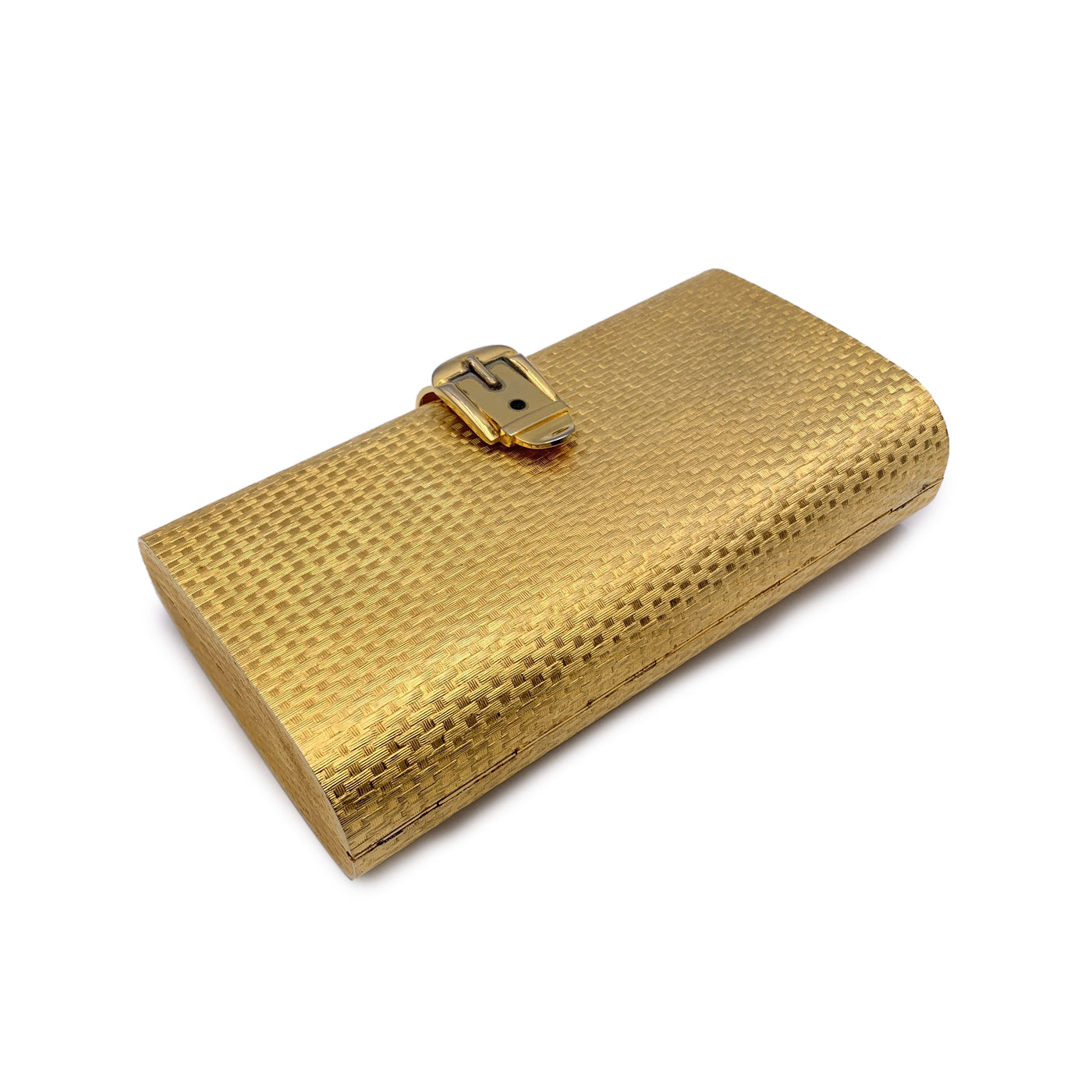 Gucci Vintage Rare Gold Metal Basket Look Evening Clutch Bag