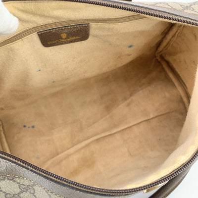 Gucci Vintage Brown Suede Web Stripes Boston Bag Handbag