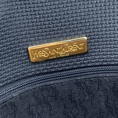 Yves Saint Laurent Vintage Black Textured Canvas Crossbody Bag