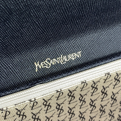 Yves Saint Laurent Vintage Black Leather Asymmetric Clutch Bag