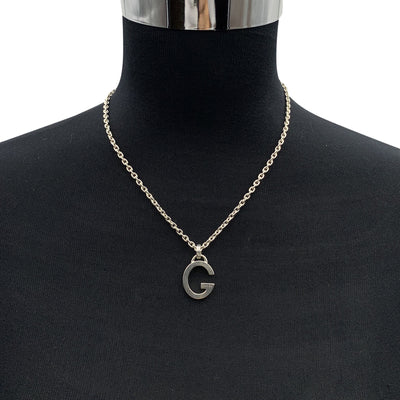 Gucci Sterling Silver G Letter Pendant Unisex Chain Necklace