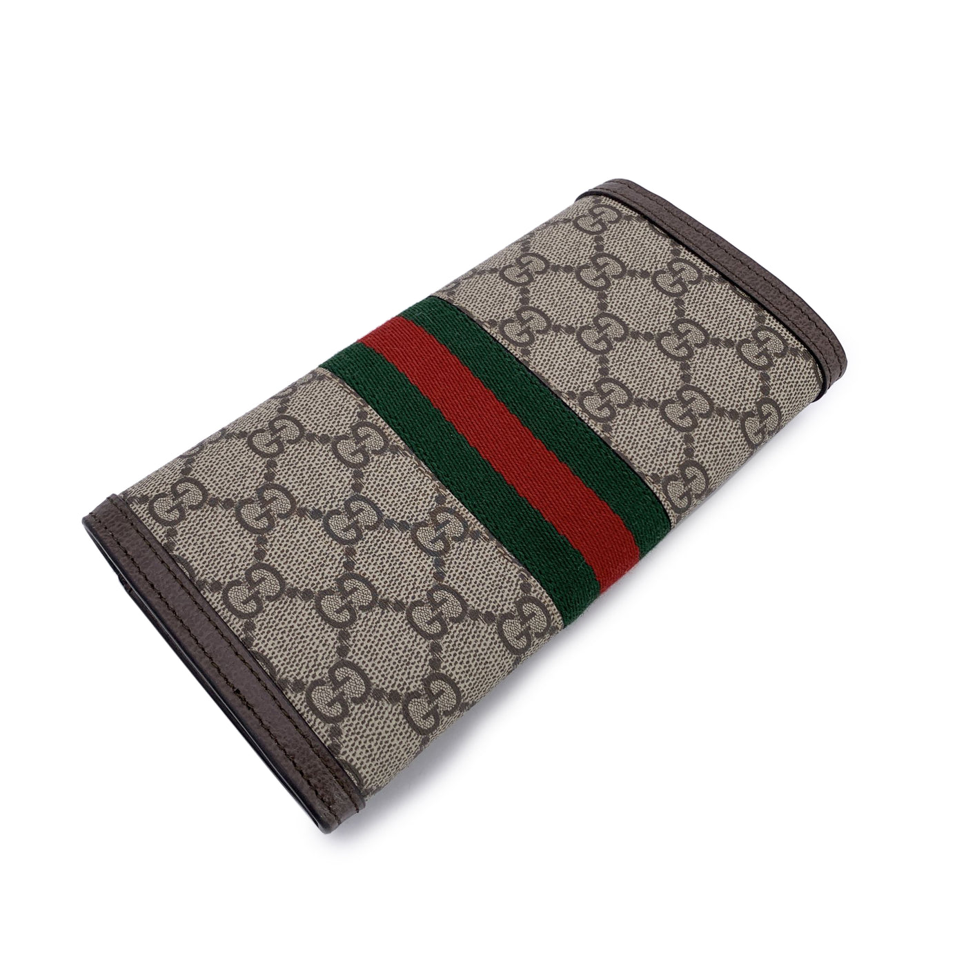 Gucci Monogram Supreme Canvas Ophidia Long Flap Wallet Coin Purse