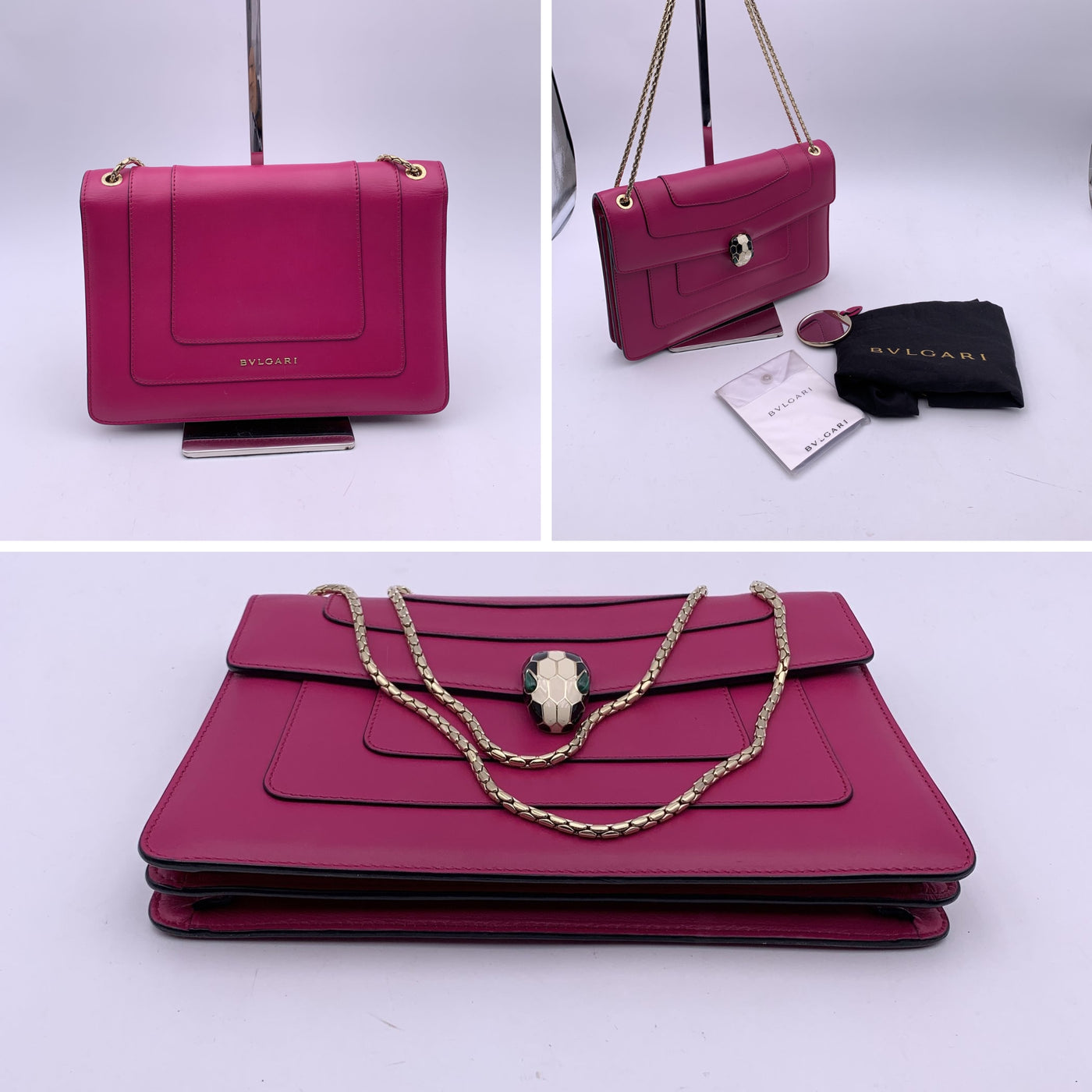 Bulgari Bvlgari Pink Leather Medium Serpenti Forever Shoulder Bag