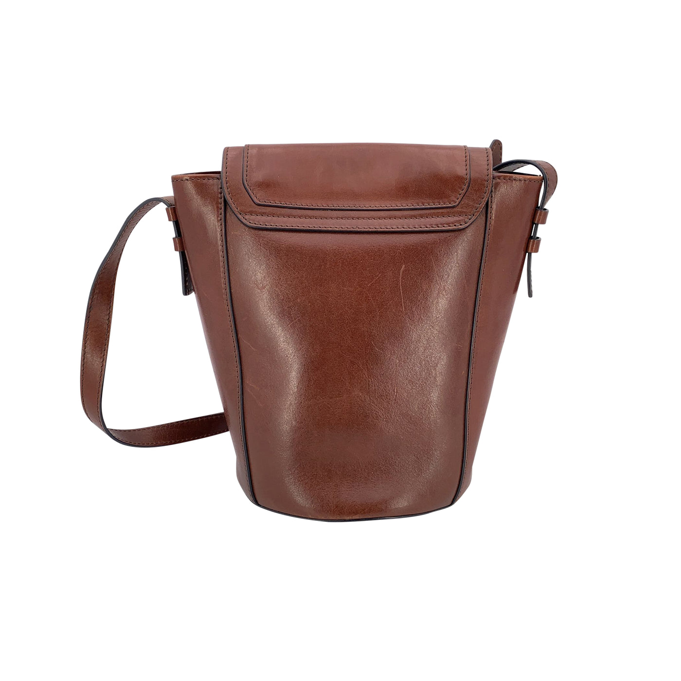 The Bridge Vintage Brown Leather Shoulder Bag Flap Bucket