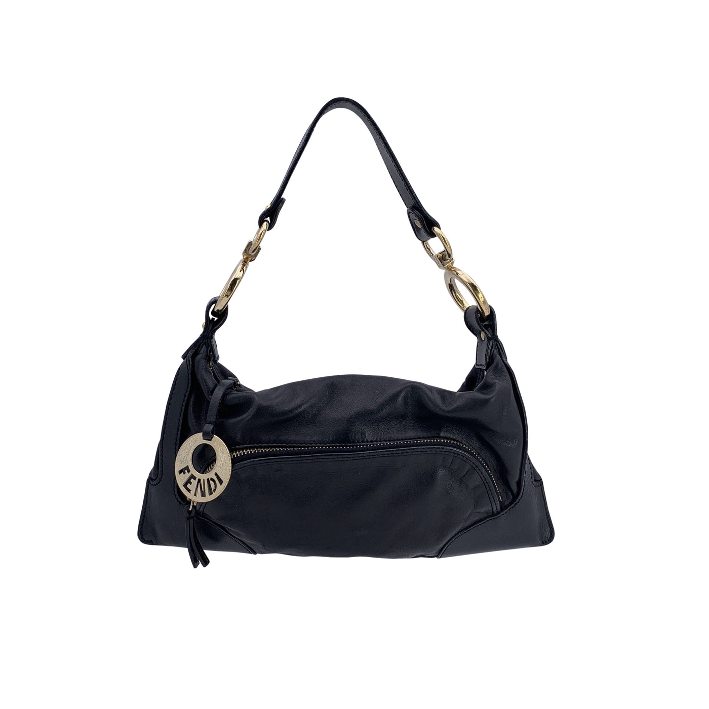 Fendi Black Nappa Leather Small Chef Pocket Shoulder Bag