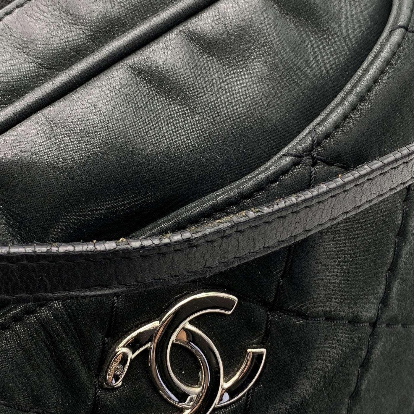 Chanel Black Quilted Leather Relax CC Tote Camera Shoulder Bag