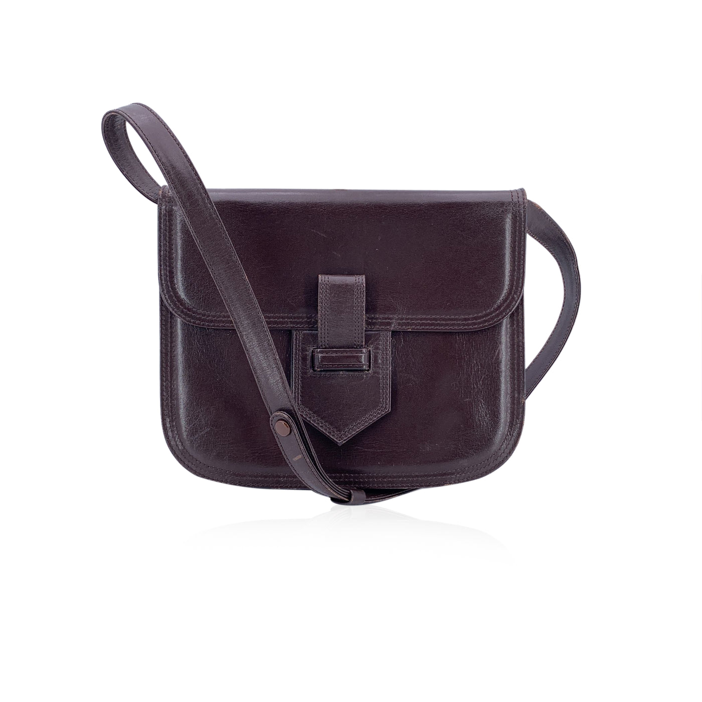 Yves Saint Laurent Vintage Brown Leather Convertible Shoulder Bag