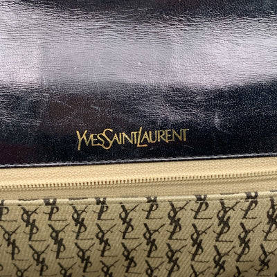 Yves Saint Laurent Vintage Black Diamond Quilted Leather Clutch Bag