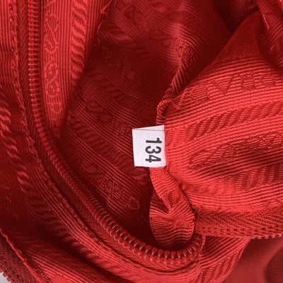 Prada Red Tessuto Nylon Hobo Bag with Leather Strap