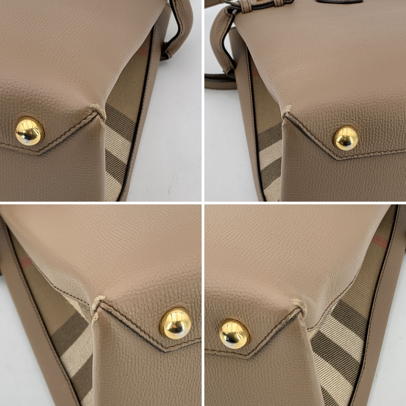 Burberry Taupe Leather Medium The Banner 2 Way Tote Bag with Strap