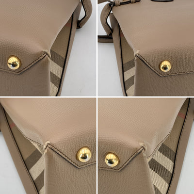 Burberry Taupe Leather Medium The Banner 2 Way Tote Bag with Strap