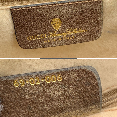 Gucci Vintage Brown Suede Web Stripes Boston Bag Handbag