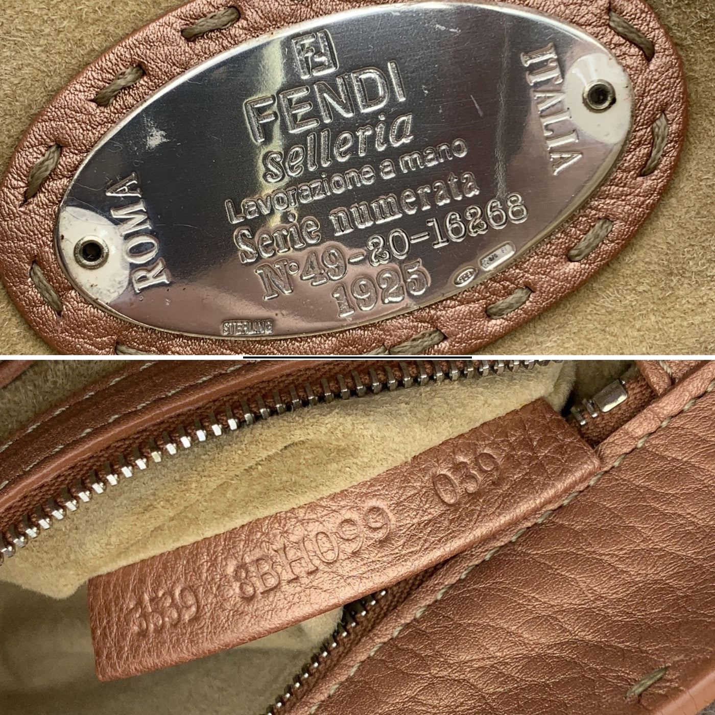 Fendi Selleria Pink Metallic Leather Tote Small Handbag Satchel