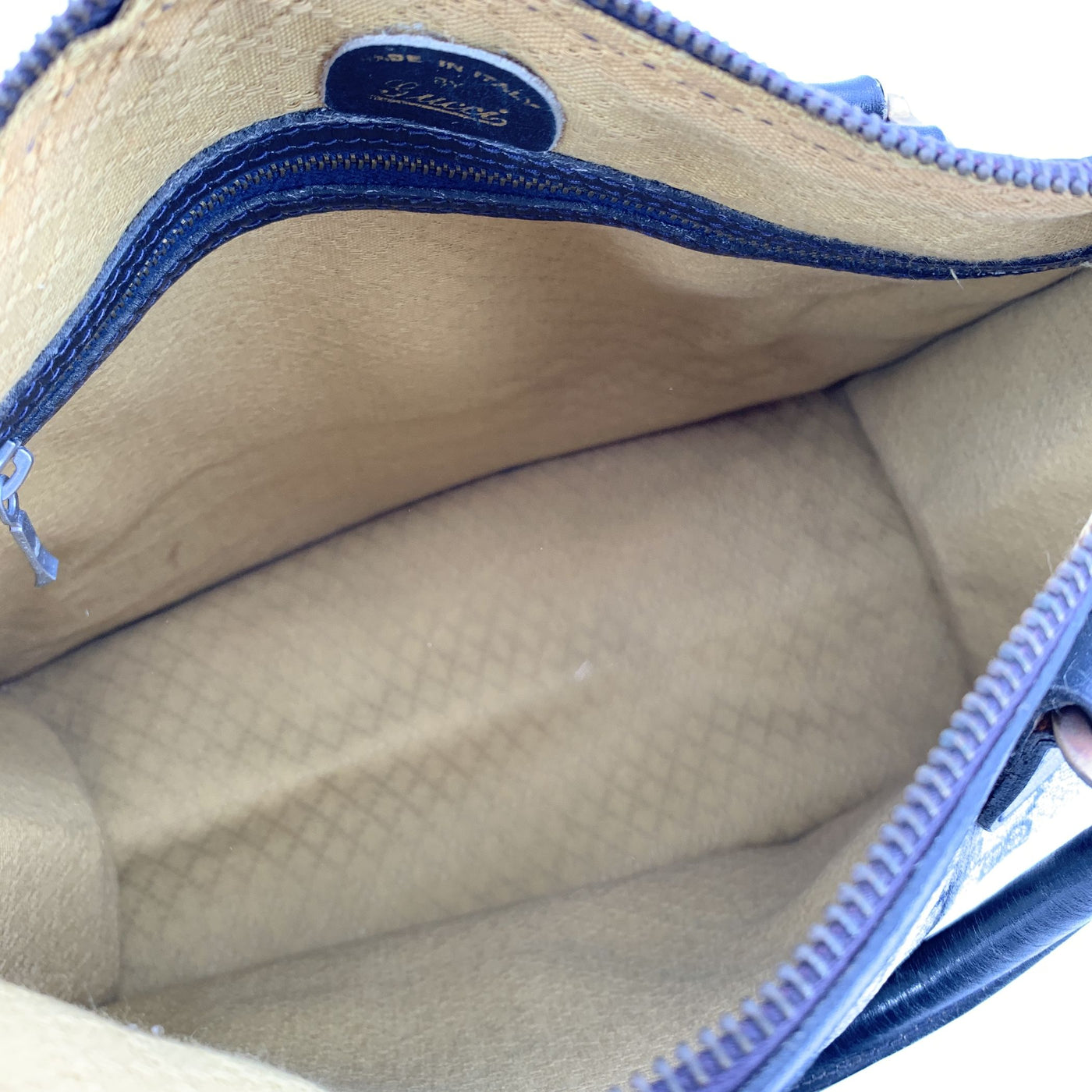 Gucci Vintage Blue Monogram Canvas Satchel Bag with Stripes