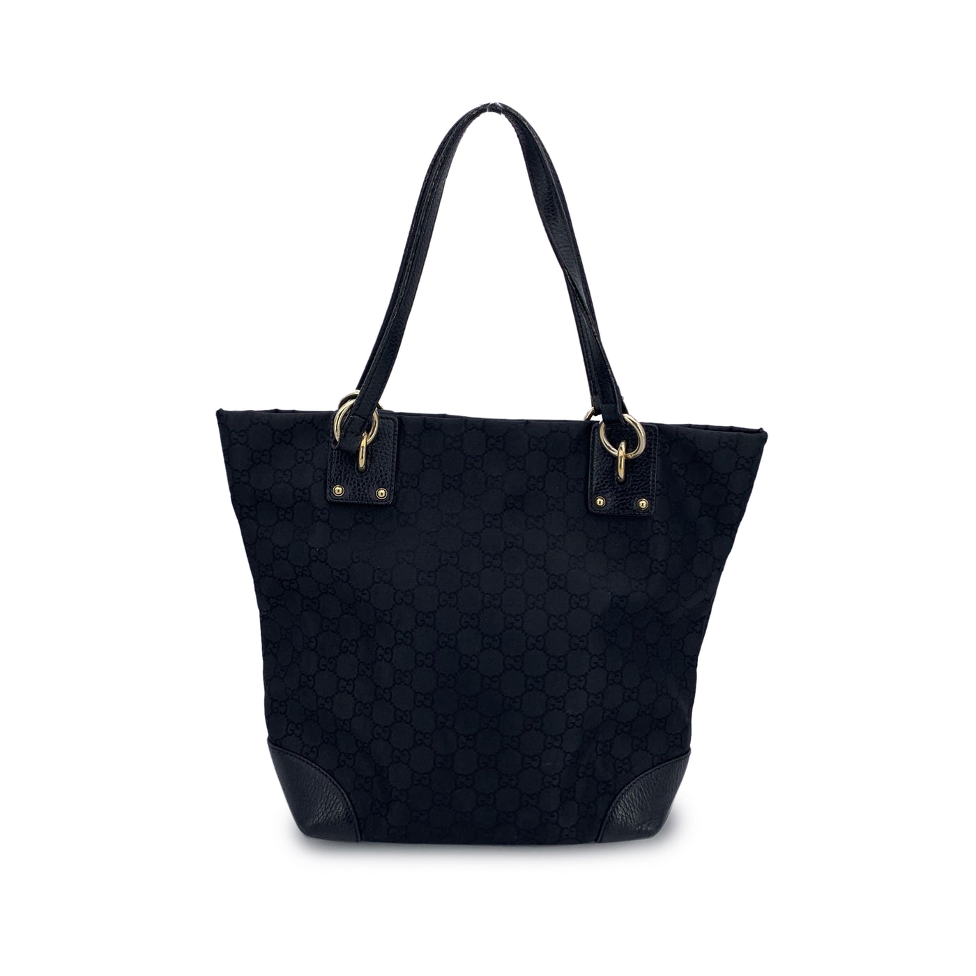 Gucci Black Monogram Canvas Tote Handbag Shoulder Bag