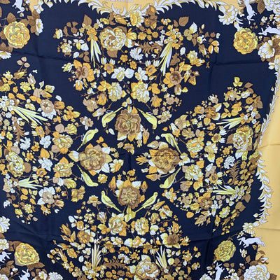 Hermes Vintage Yellow Silk Scarf Aladin 1972 Francoise Heron