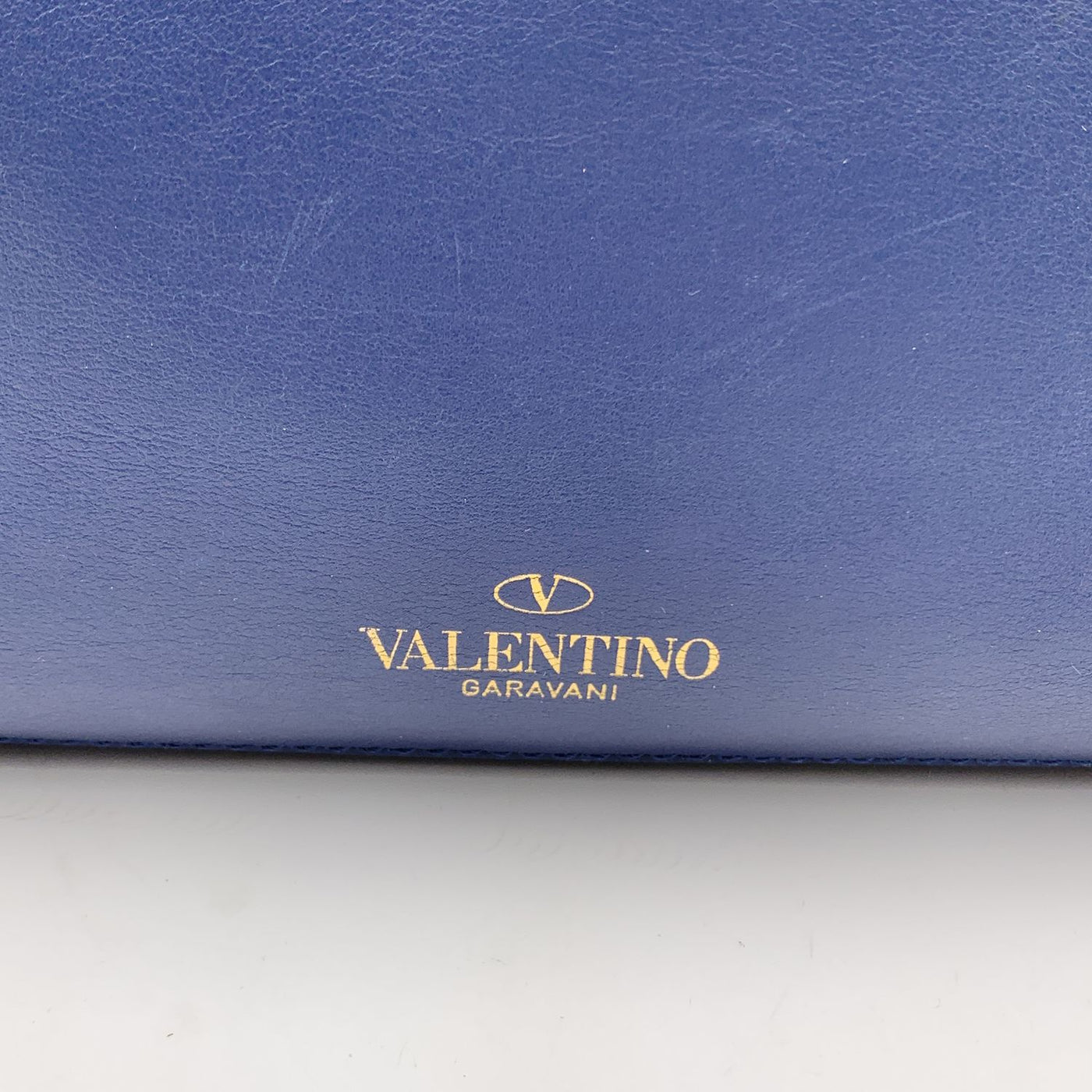 Valentino Garavani Blue Leather Rockstud Tote Shoulder Bag