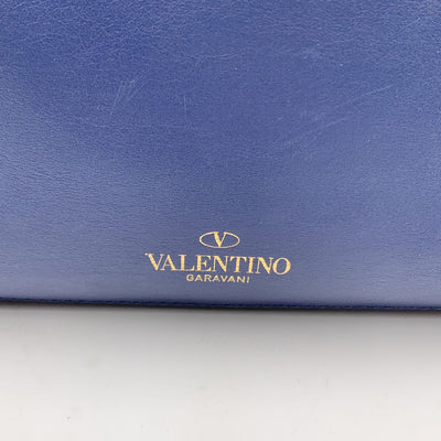 Valentino Garavani Blue Leather Rockstud Tote Shoulder Bag