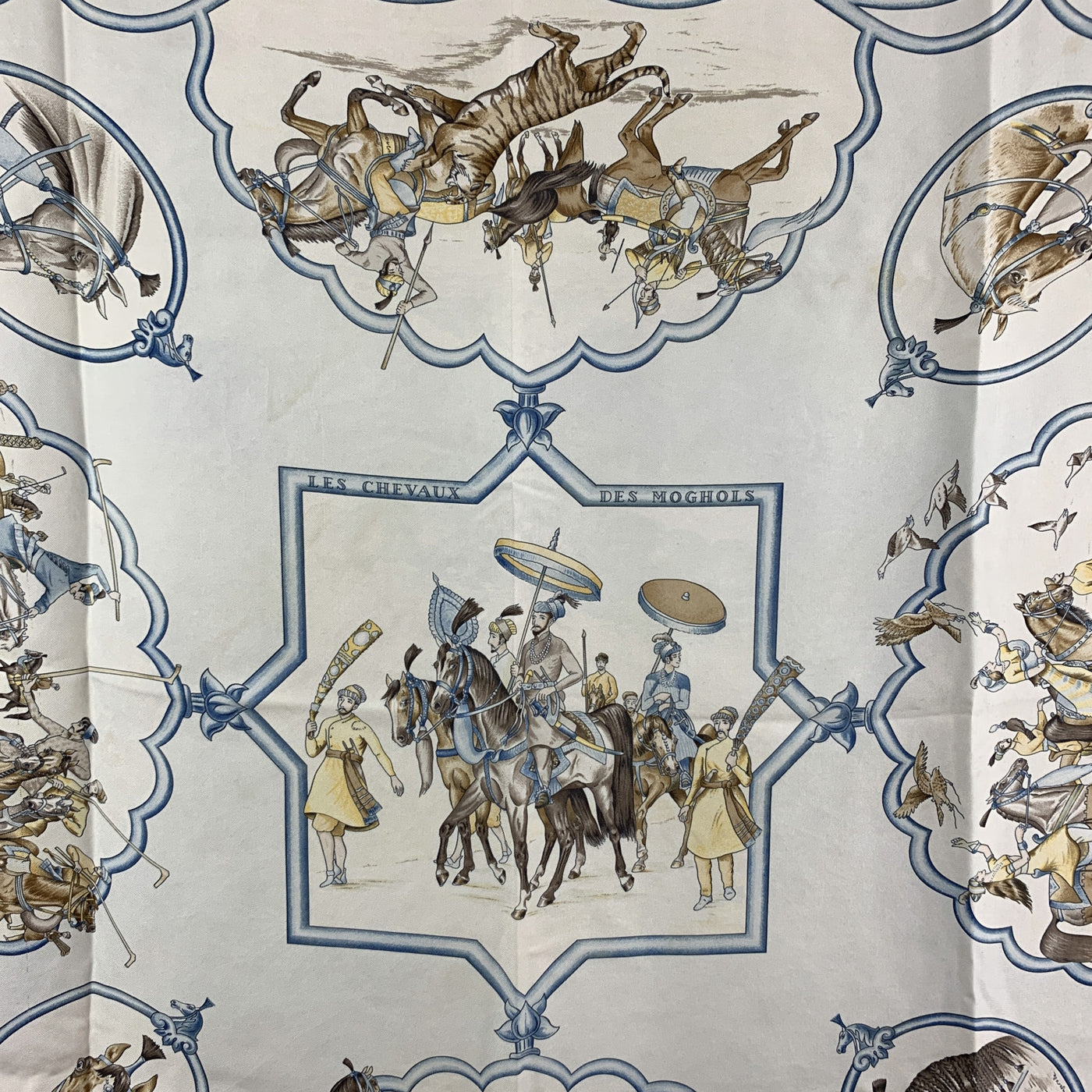 Hermes Paris Silk Scarf Les Chevaux des Moghols 1993 De Fougerolle