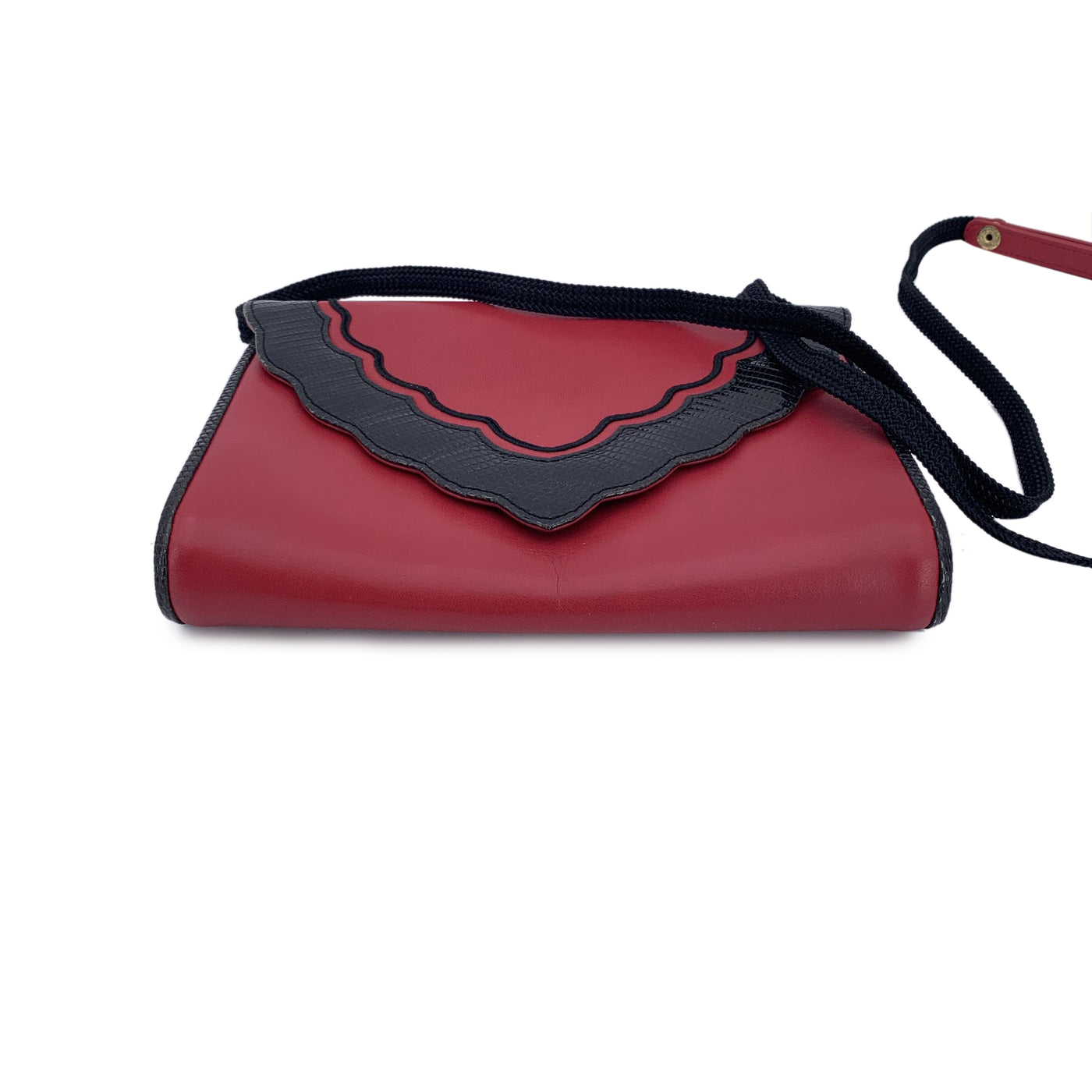 Yves Saint Laurent Vintage Red Black Leather Convertible Crossbody Bag