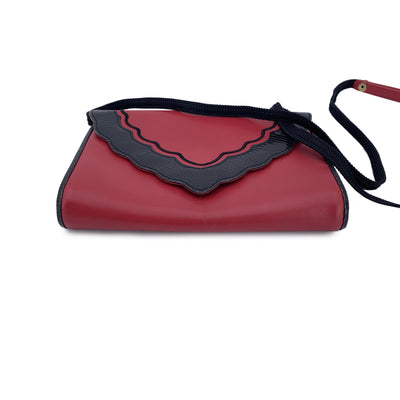 Yves Saint Laurent Vintage Red Black Leather Convertible Crossbody Bag