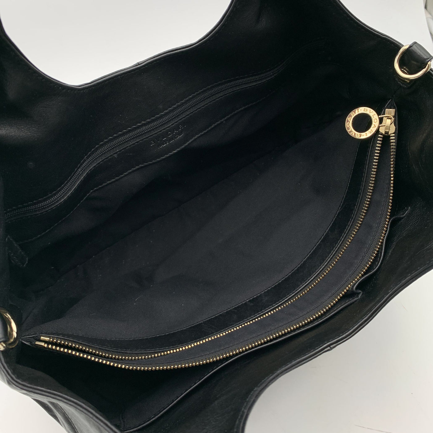 Bvlgari Bulgari Black Leather Chandra Hobo Shoulder Bag Tote
