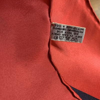 Chanel Vintage Red Silk Scarf Classic Matelasse Flap Bag Print