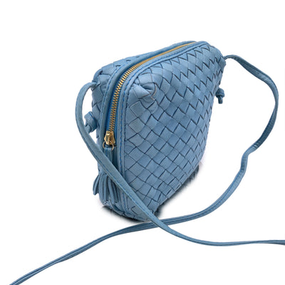 Bottega Veneta Light Blue Intrecciato Woven Small Nodini Crossbody Bag