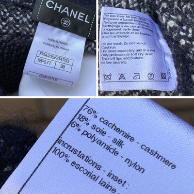 Chanel Blue Knit Cashmere Silk Long Cardigan Size 38 FR