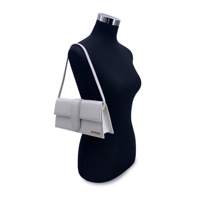 Jacquemus White Leather Le Long Bambino Structured Shoulder Bag