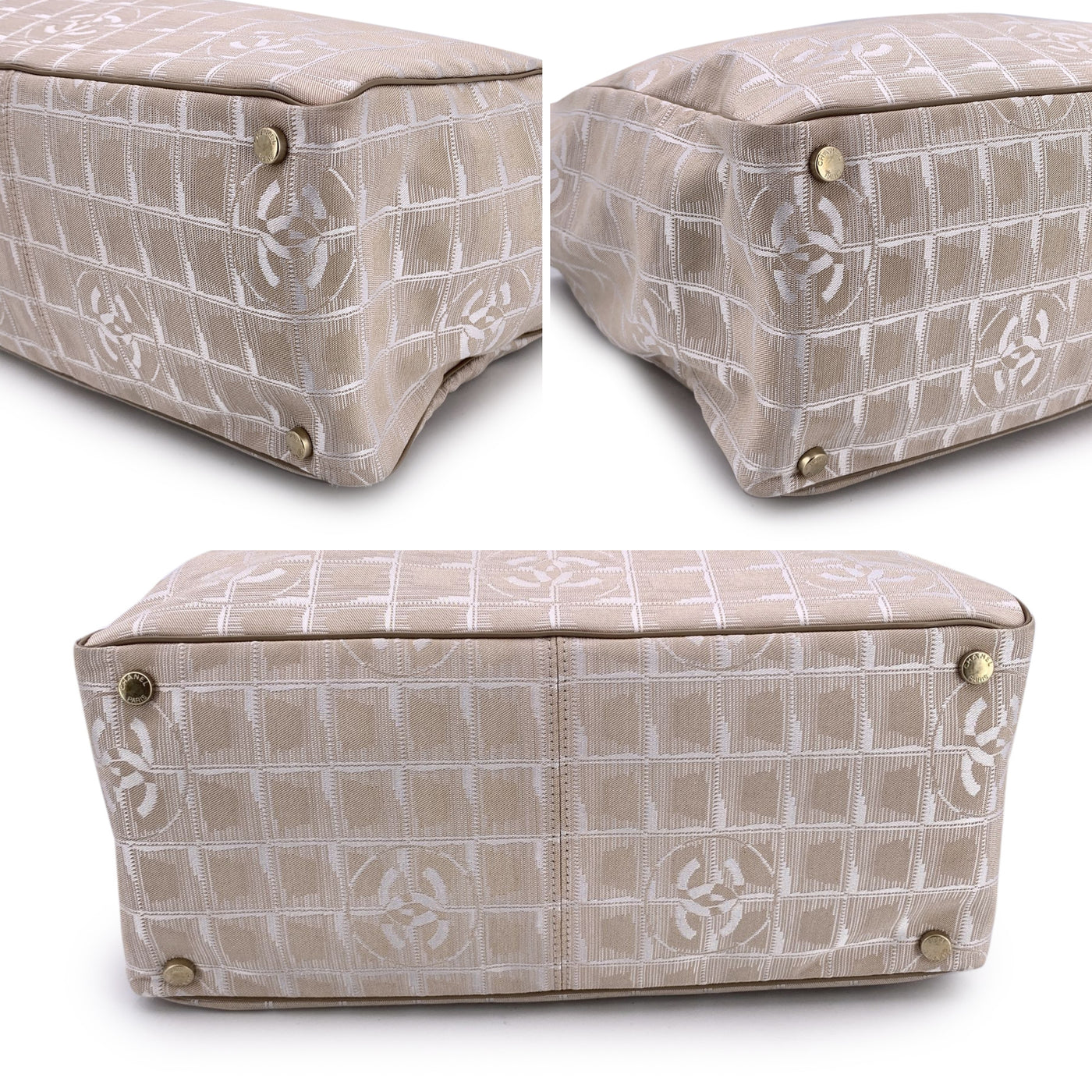 Chanel Vintage Beige Nylon New Travel Line Tote Shoulder Bag